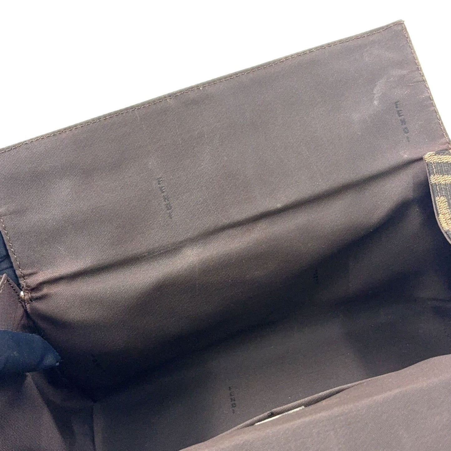 Fendi Zucca Pattern Square Leather Canvas Brown Beige Handbag Silver — view 9