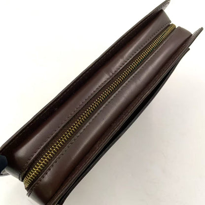 Louis Vuitton Damier Saint Ebene Second Leather Brown Clutch Gold — view 7