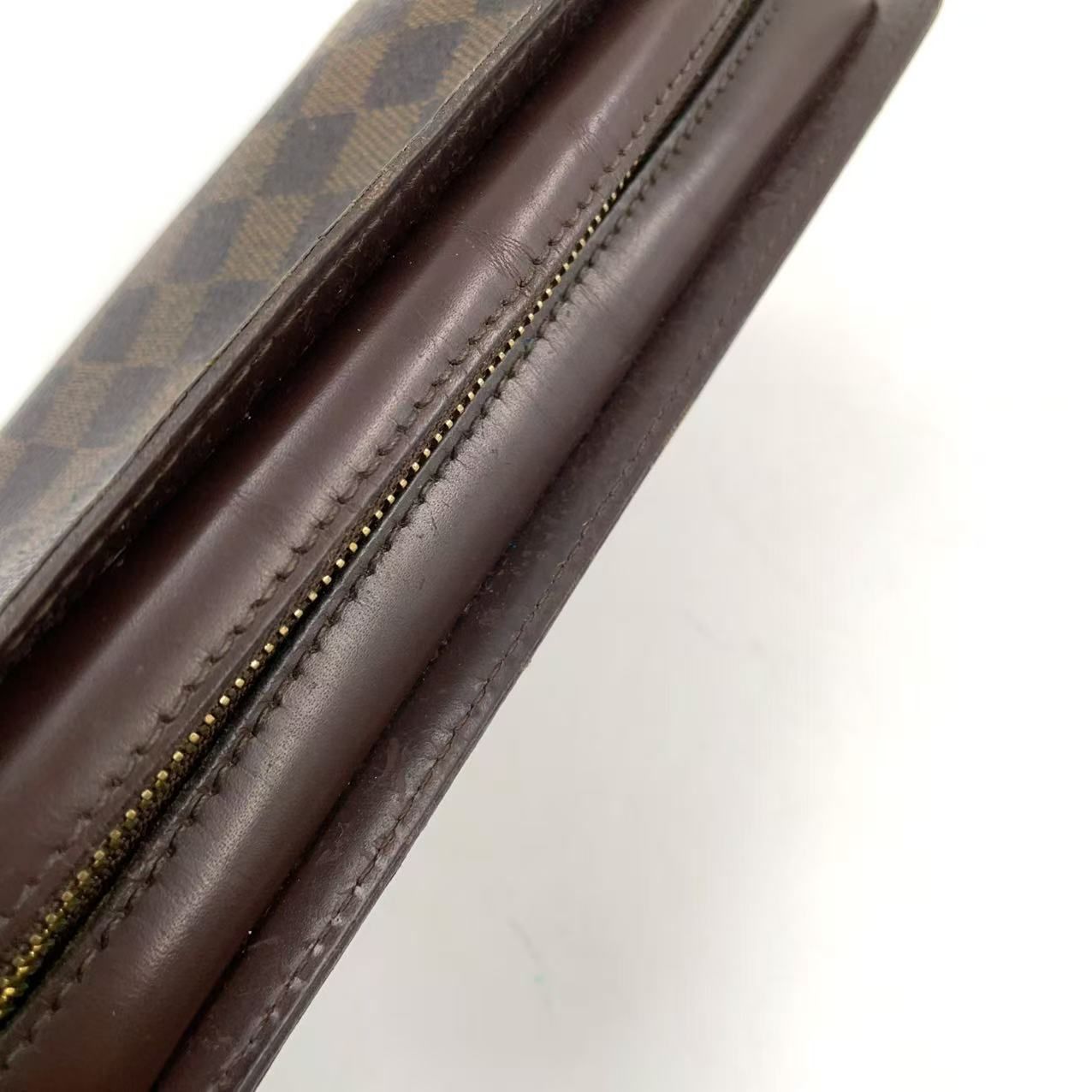 Louis Vuitton Damier Saint Ebene Second Leather Brown Clutch Gold — view 9