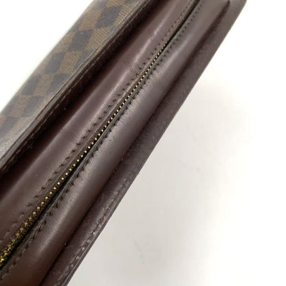 Louis Vuitton Damier Saint Ebene Second Leather Brown Clutch Gold — view 9