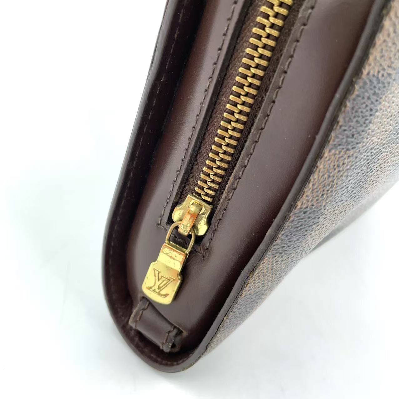 Louis Vuitton Damier Saint Ebene Second Leather Brown Clutch Gold — view 6