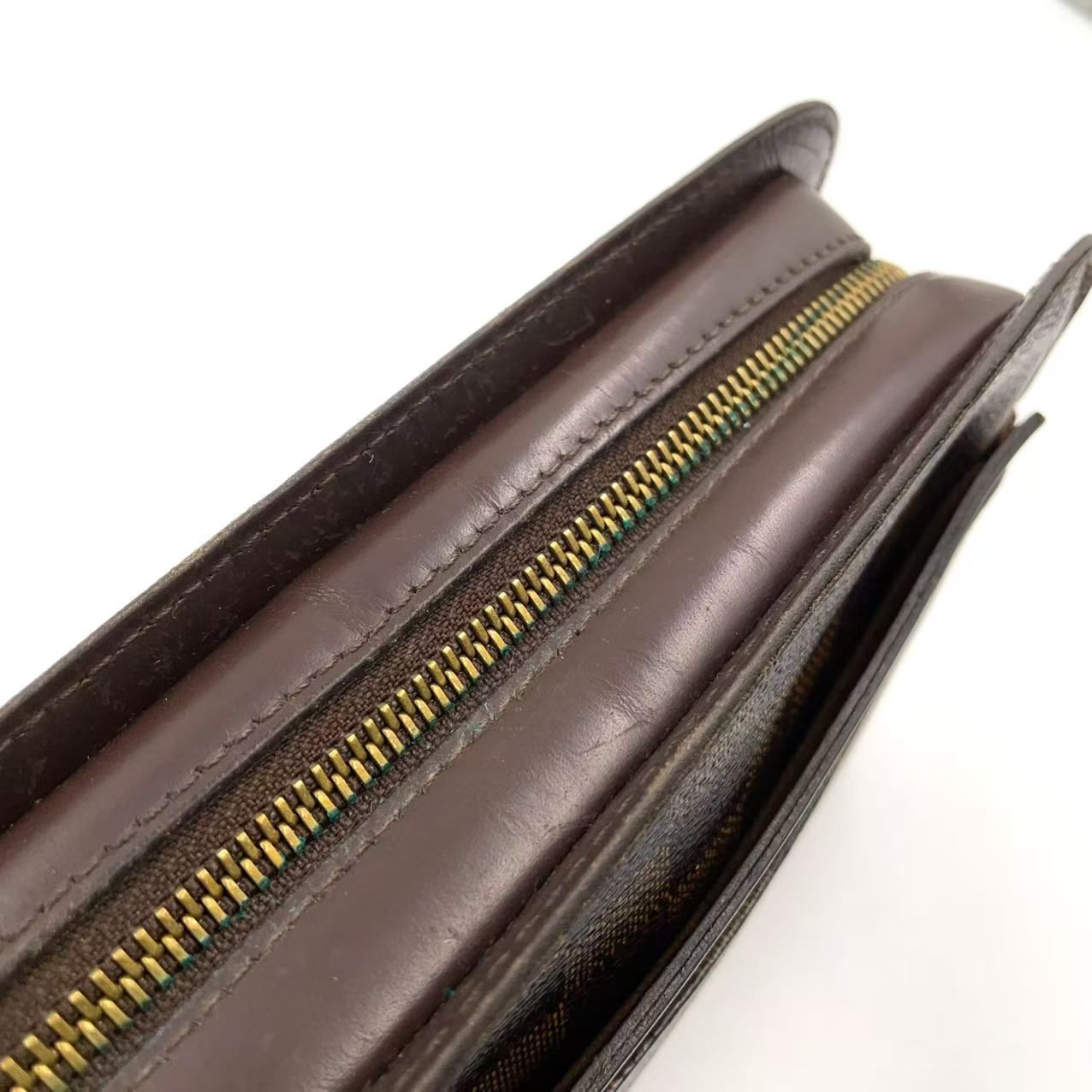 Louis Vuitton Damier Saint Ebene Second Leather Brown Clutch Gold — view 8