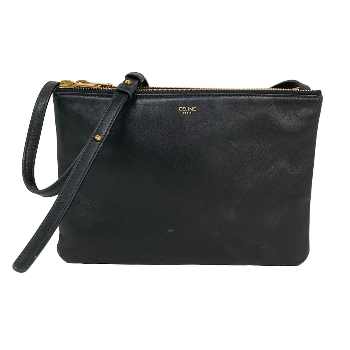 Celine Shoulder Bag Triolage Black Leather