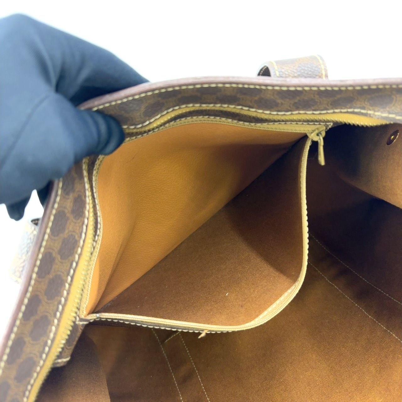 Celine Macadam Pattern Leather Brown Tote Gold — view 7