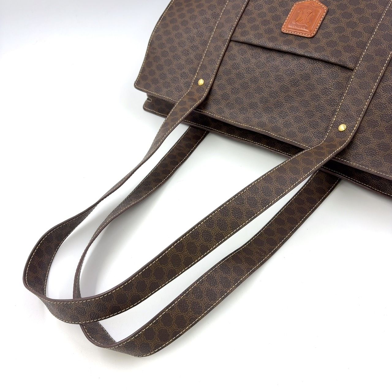 Celine Macadam Pattern Leather Brown Tote Gold — view 8