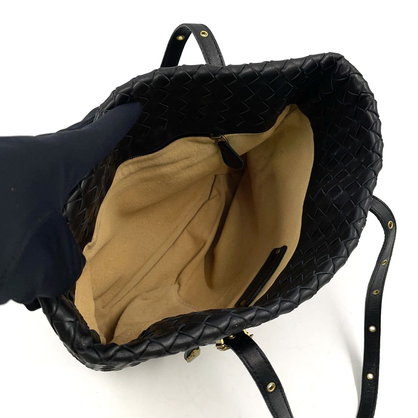 Bottega Veneta Intrecciato Leather Black Tote Gold — view 3
