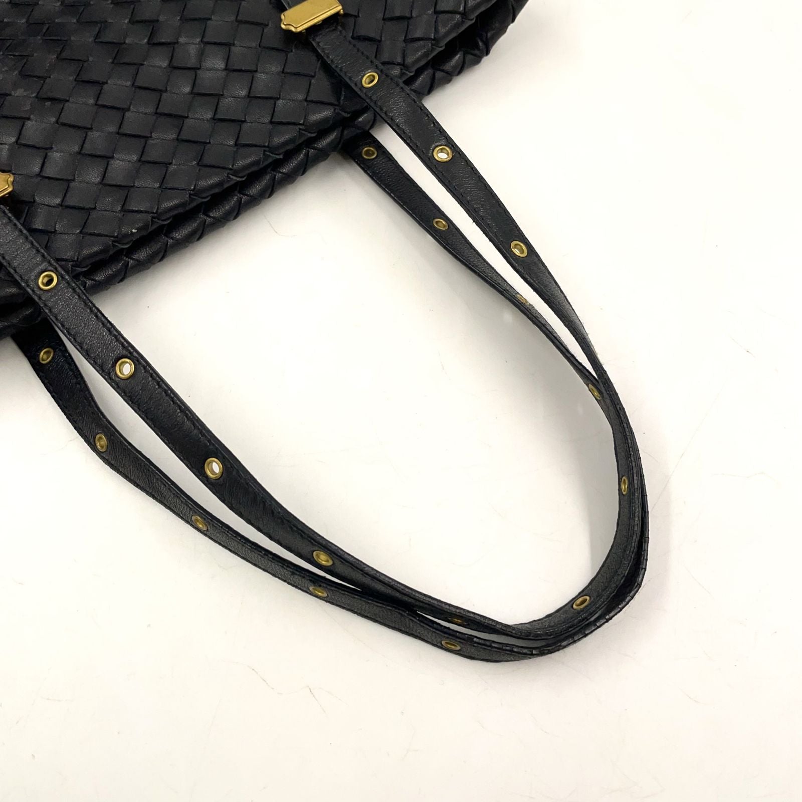 Bottega Veneta Intrecciato Leather Black Tote Gold — view 9