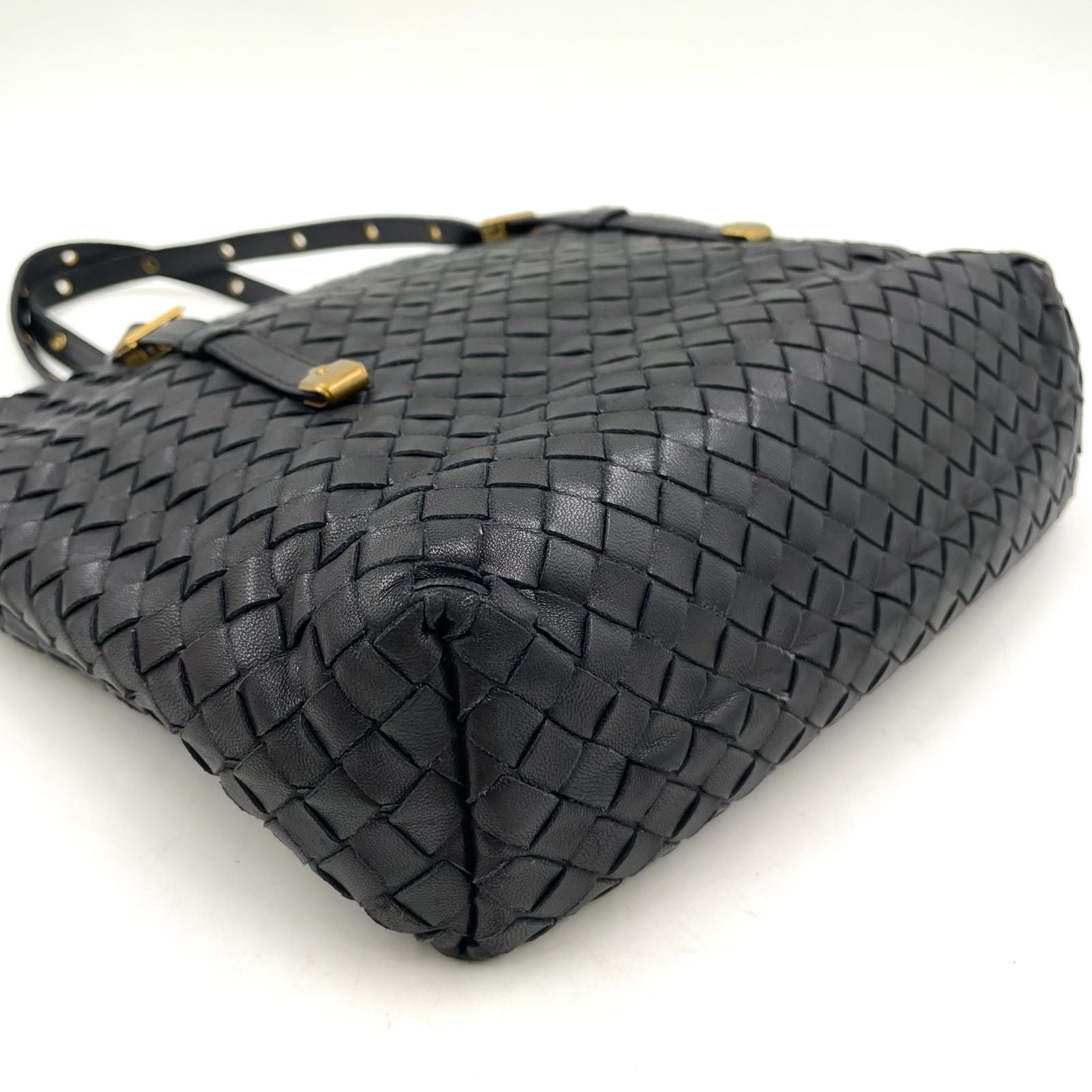 Bottega Veneta Intrecciato Leather Black Tote Gold — view 6