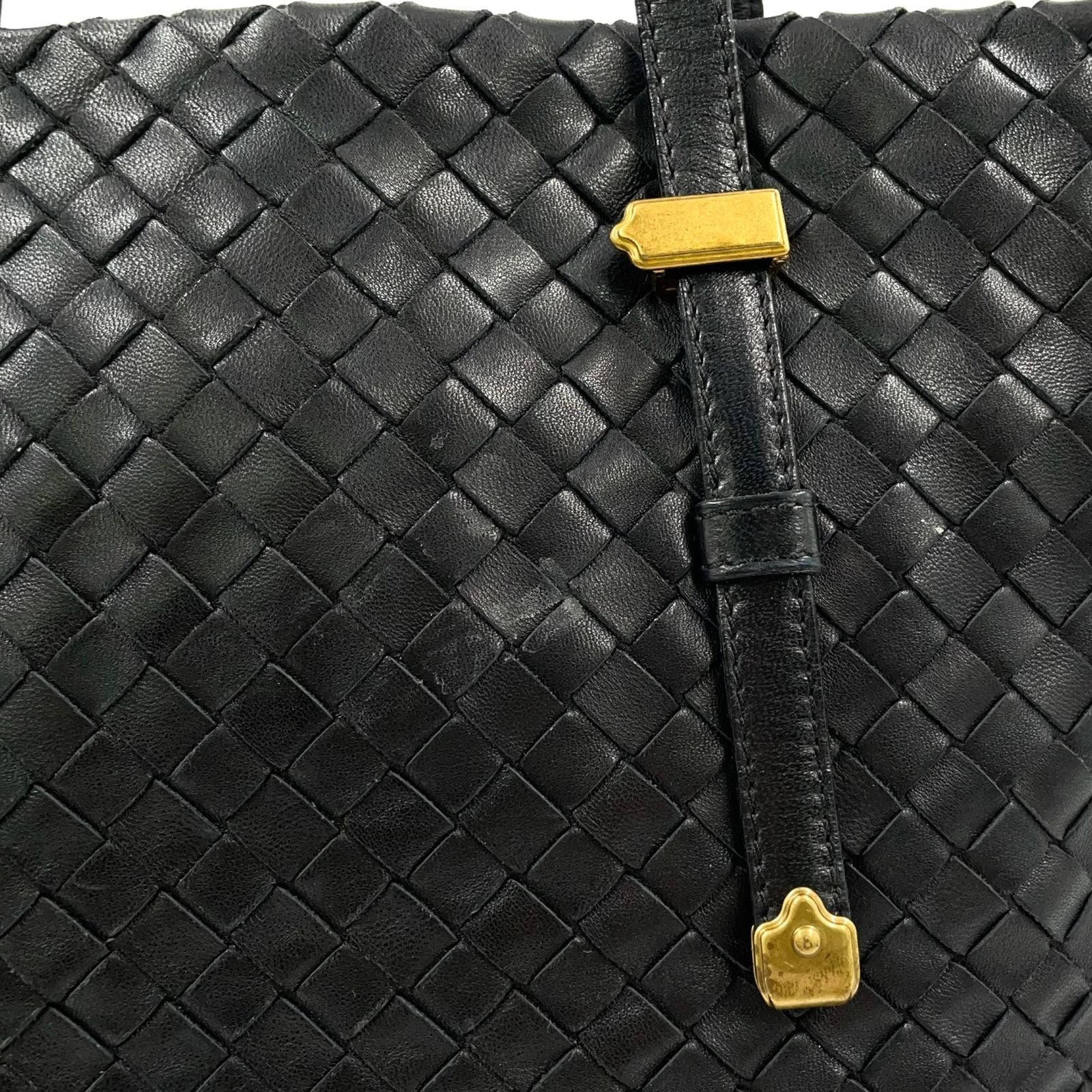 Bottega Veneta Intrecciato Leather Black Tote Gold — view 5