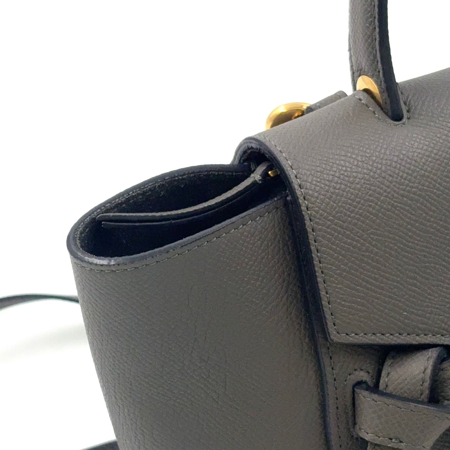 Celine Belt 2-Way Leather Gray Handbag Gold — view 8