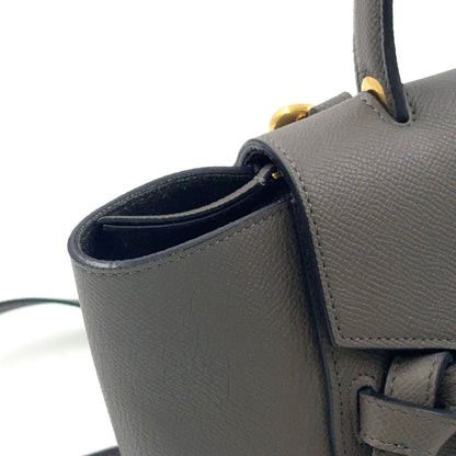 Celine Belt 2-Way Leather Gray Handbag Gold — view 8