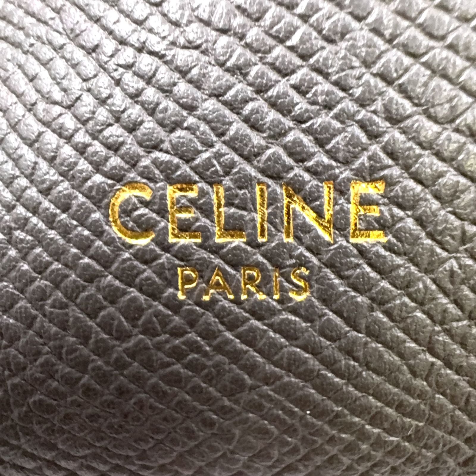 Celine Belt 2-Way Leather Gray Handbag Gold — view 4