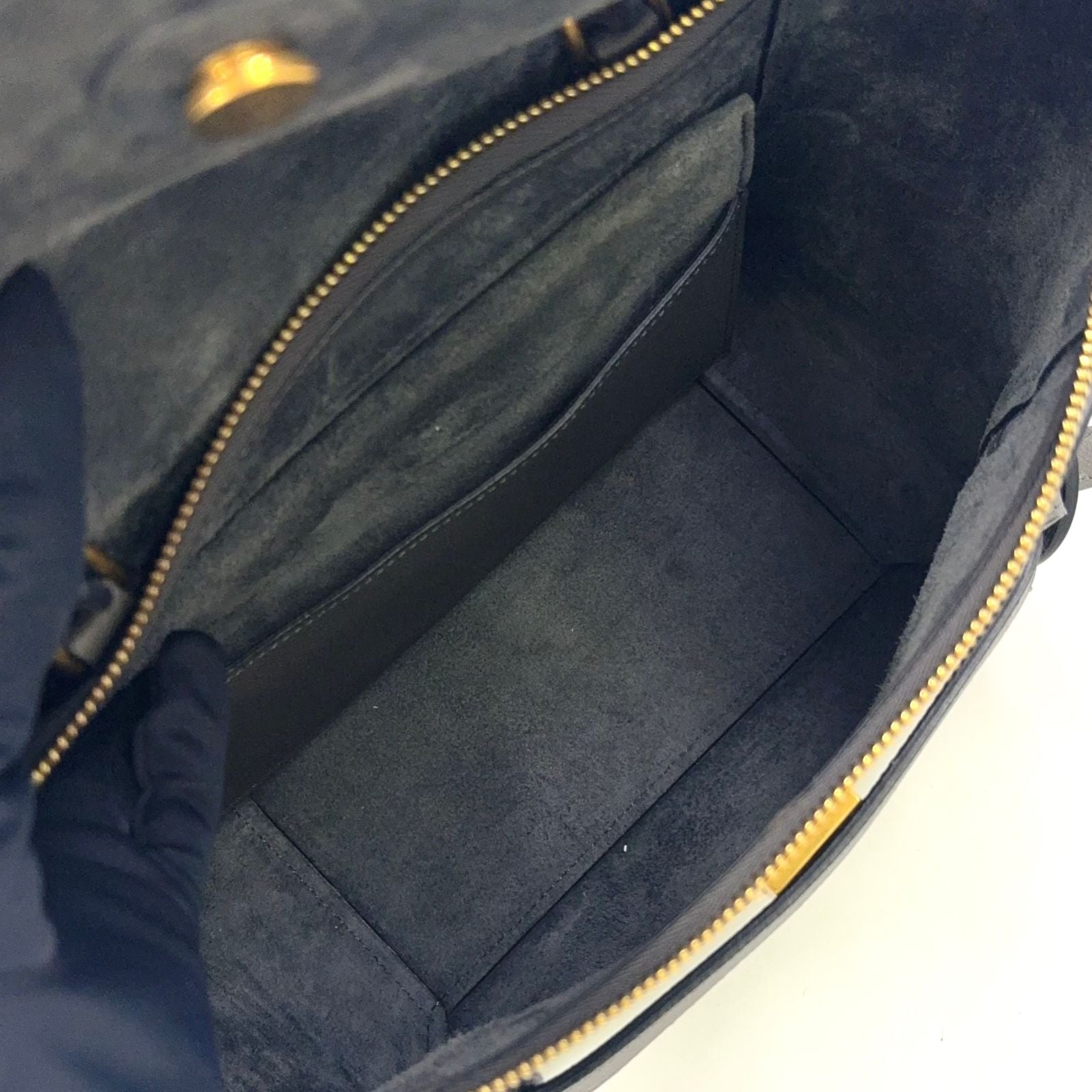 Celine Belt 2-Way Leather Gray Handbag Gold — view 3