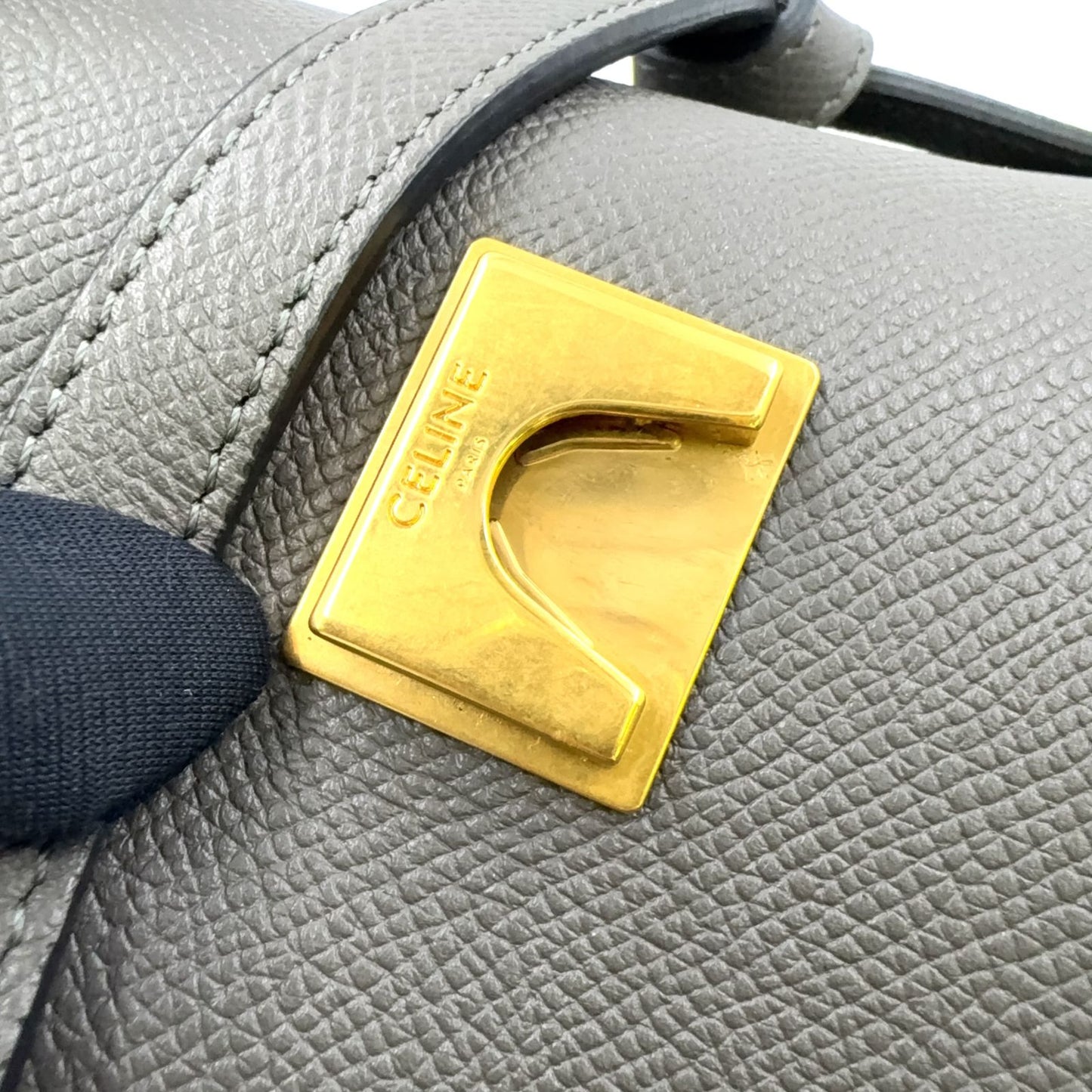 Celine Belt 2-Way Leather Gray Handbag Gold — view 6