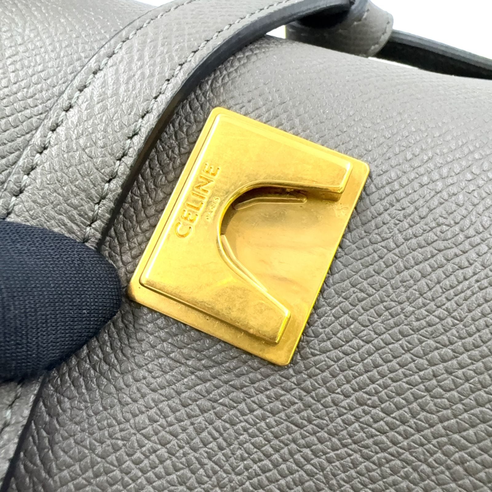 Celine Belt 2-Way Leather Gray Handbag Gold — view 6
