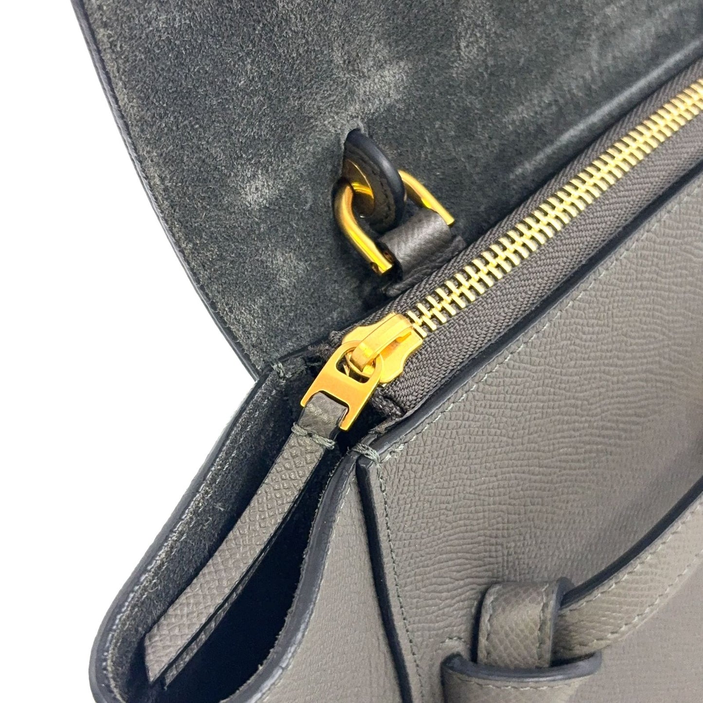 Celine Belt 2-Way Leather Gray Handbag Gold — view 7