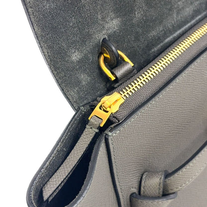 Celine Belt 2-Way Leather Gray Handbag Gold — view 7