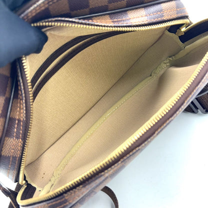 Louis Vuitton Reporter PM Damier Ebene Leather Brown Shoulder Bag Gold — view 3