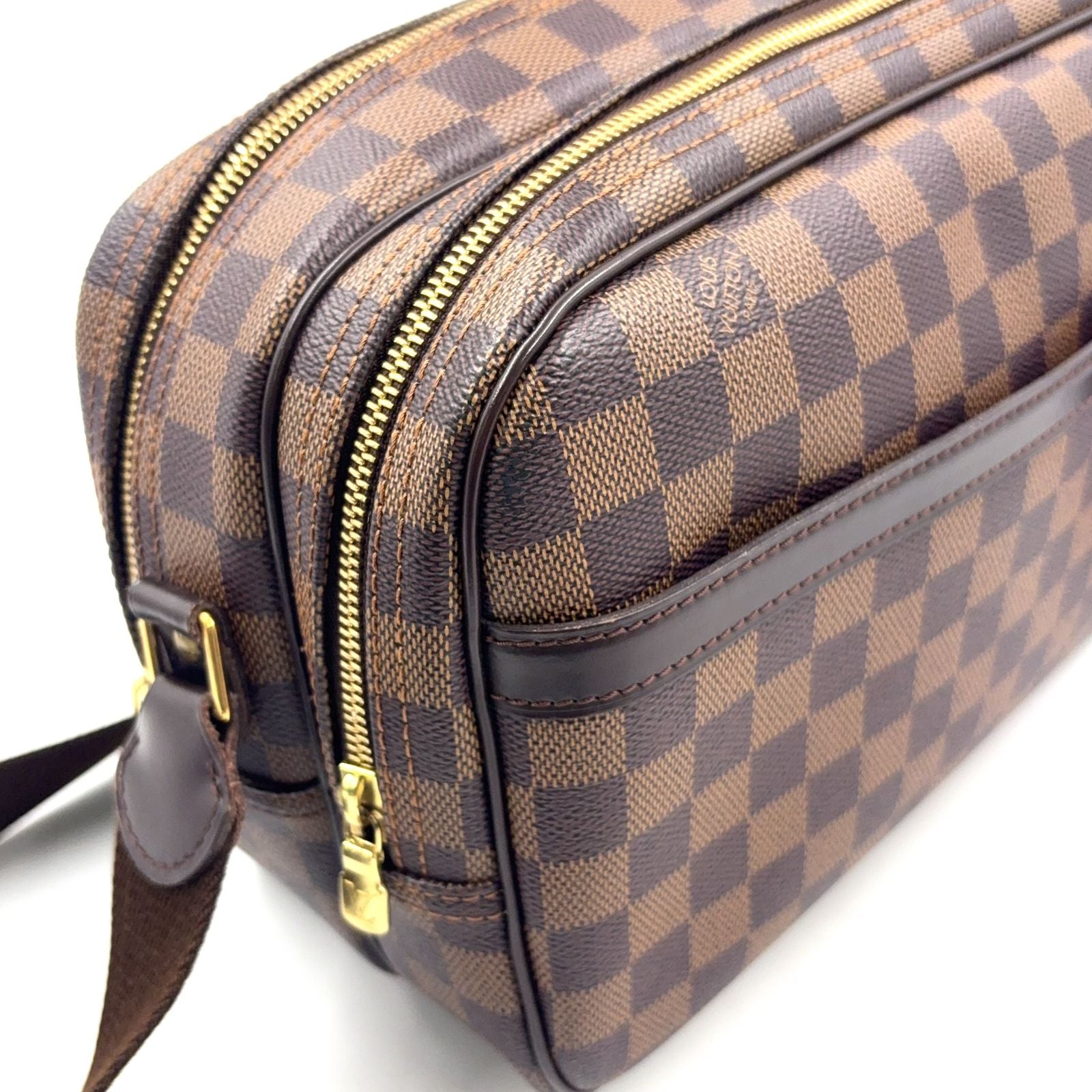 Louis Vuitton Reporter PM Damier Ebene Leather Brown Shoulder Bag Gold — view 8
