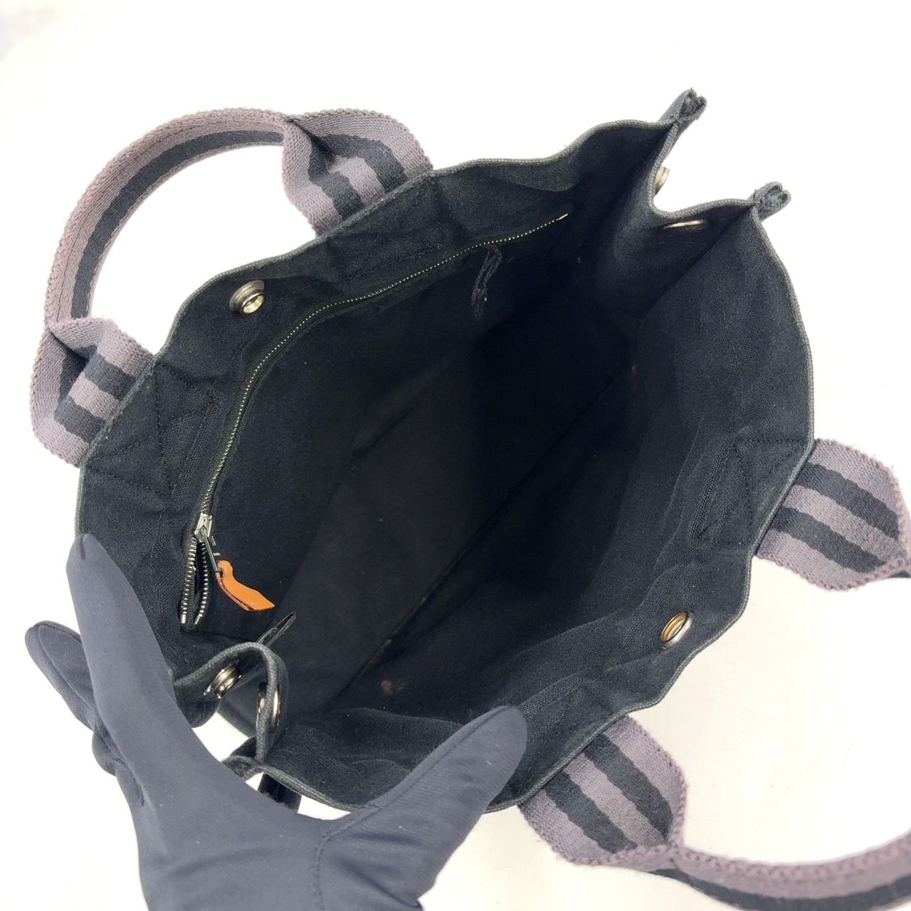 Hermes Fourre Tout PM Cotton Gray Black Tote Silver — view 3