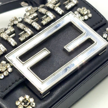 Fendi Nano Bucket Logo Charm Leather Silver Black Shoulder Bag — view 7
