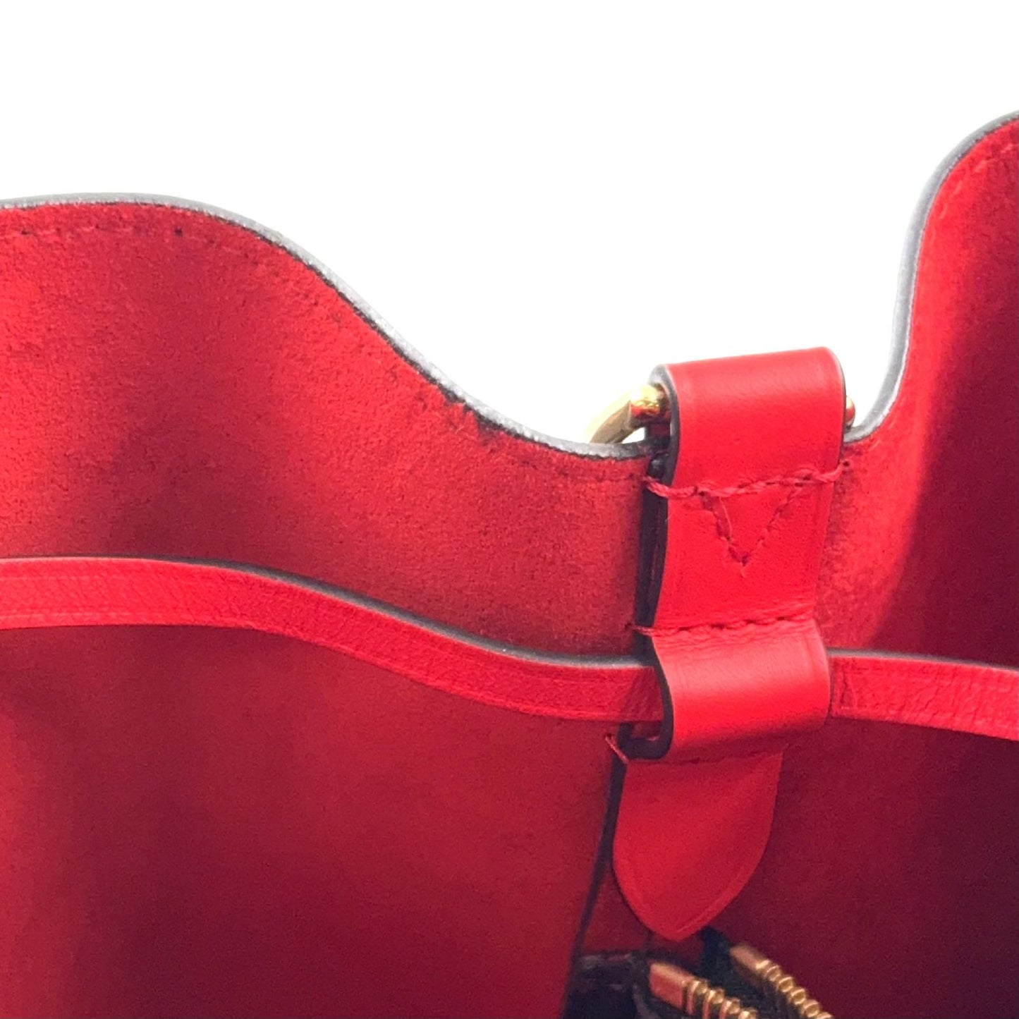 Louis Vuitton Neo Noe Monogram Coquelicot Leather Brown Red Shoulder Bag — view 8