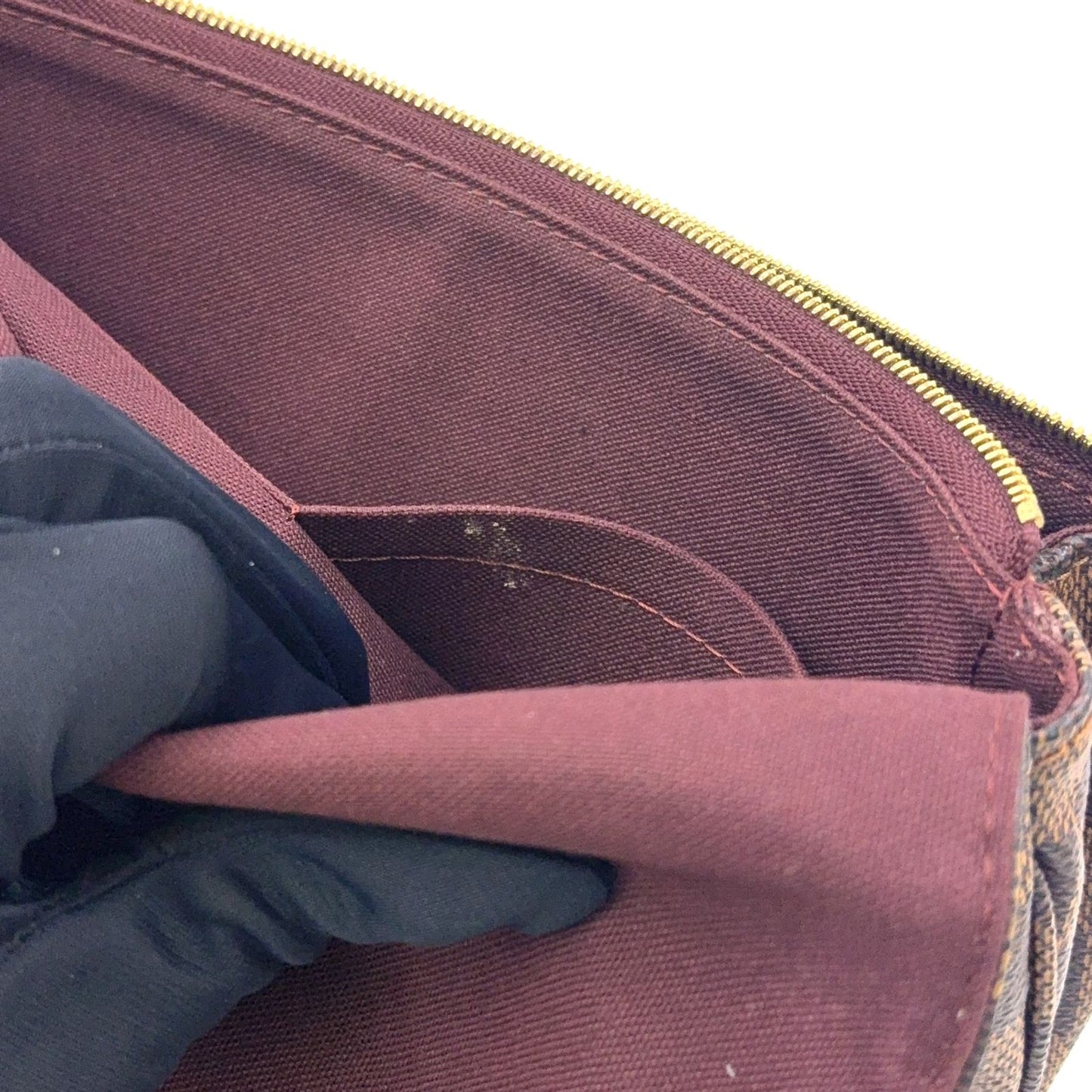 Louis Vuitton Hoxton PM Damier Ebene Leather Brown Shoulder Bag Gold — view 7