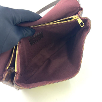 Louis Vuitton Hoxton PM Damier Ebene Leather Brown Shoulder Bag Gold — view 3
