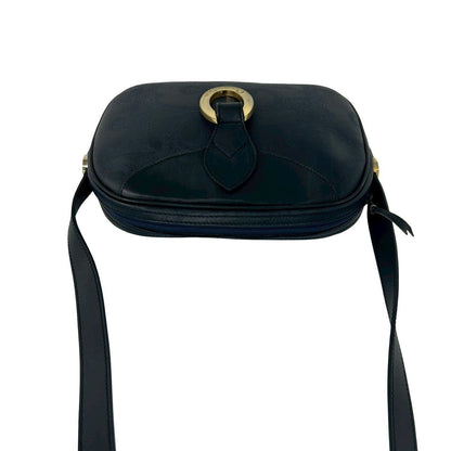 Dior Vintage Trotter Pattern Leather Shoulder Bag Pochette Navy — view 4