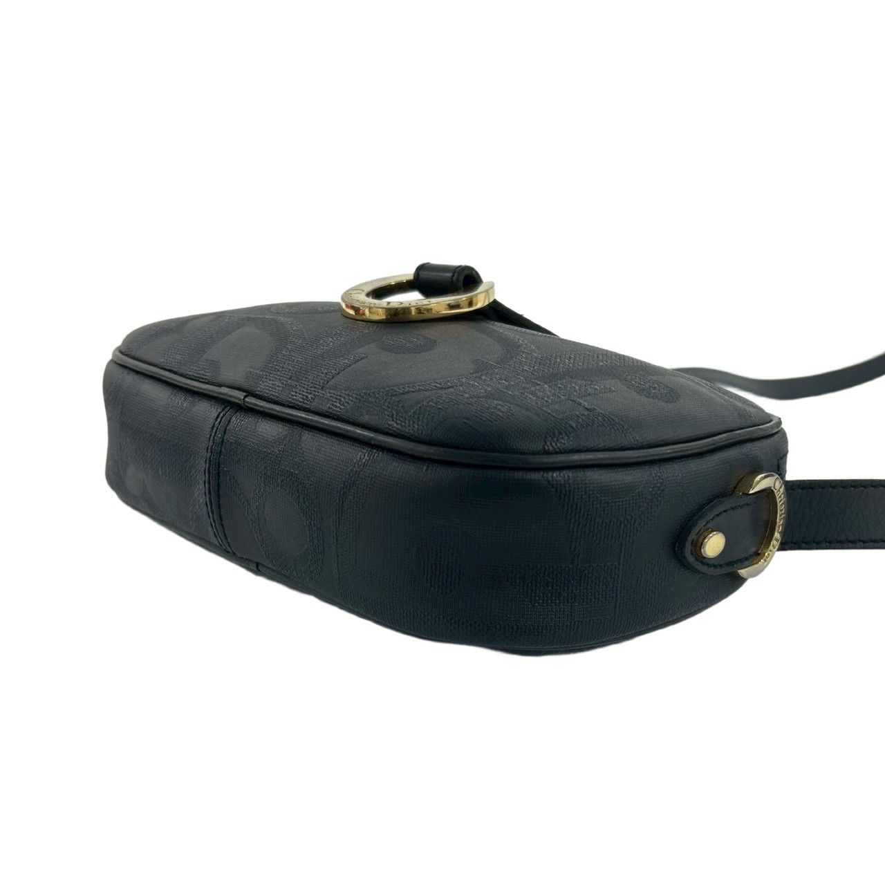 Dior Vintage Trotter Pattern Leather Shoulder Bag Pochette Navy — view 8