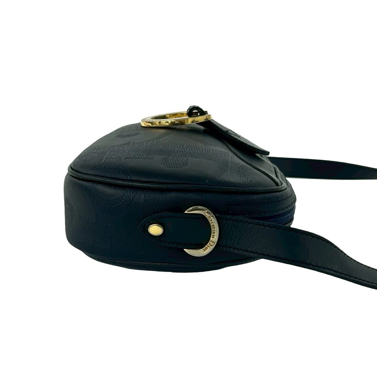 Dior Vintage Trotter Pattern Leather Shoulder Bag Pochette Navy — view 6