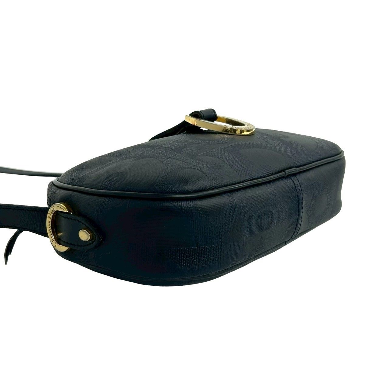 Dior Vintage Trotter Pattern Leather Shoulder Bag Pochette Navy — view 7