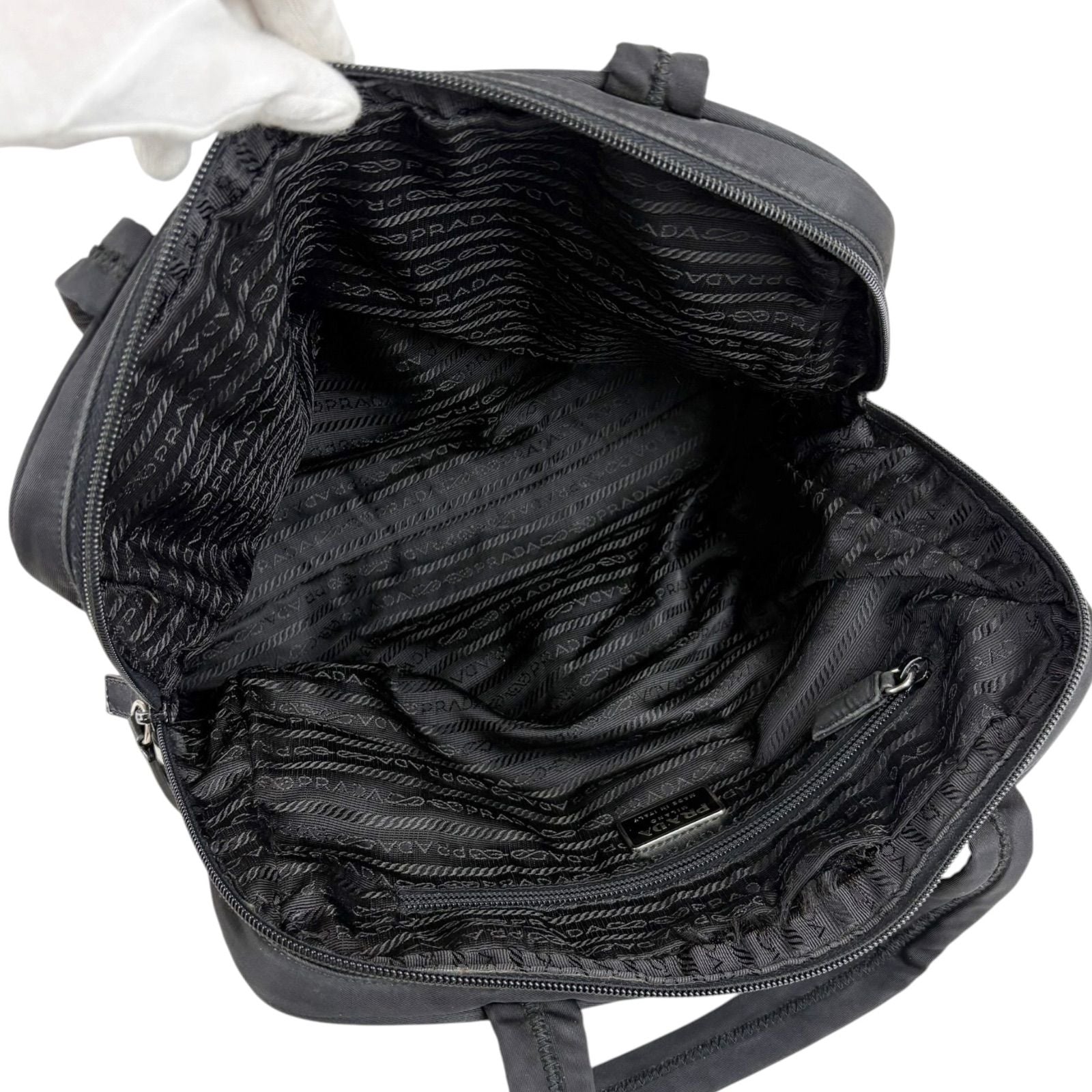 Prada Padlock Mini Tote Black Nero Tessuto — view 9