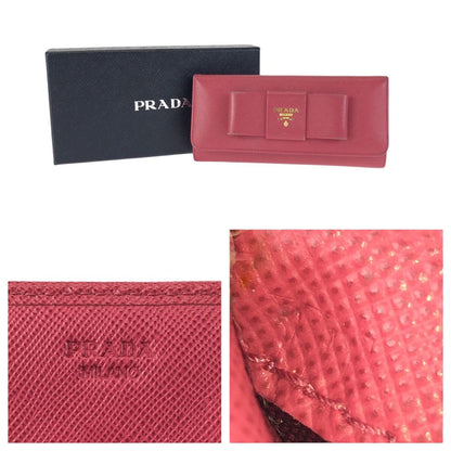 Prada Saffiano Ribbon Pink Gold Leather Wallet — view 5