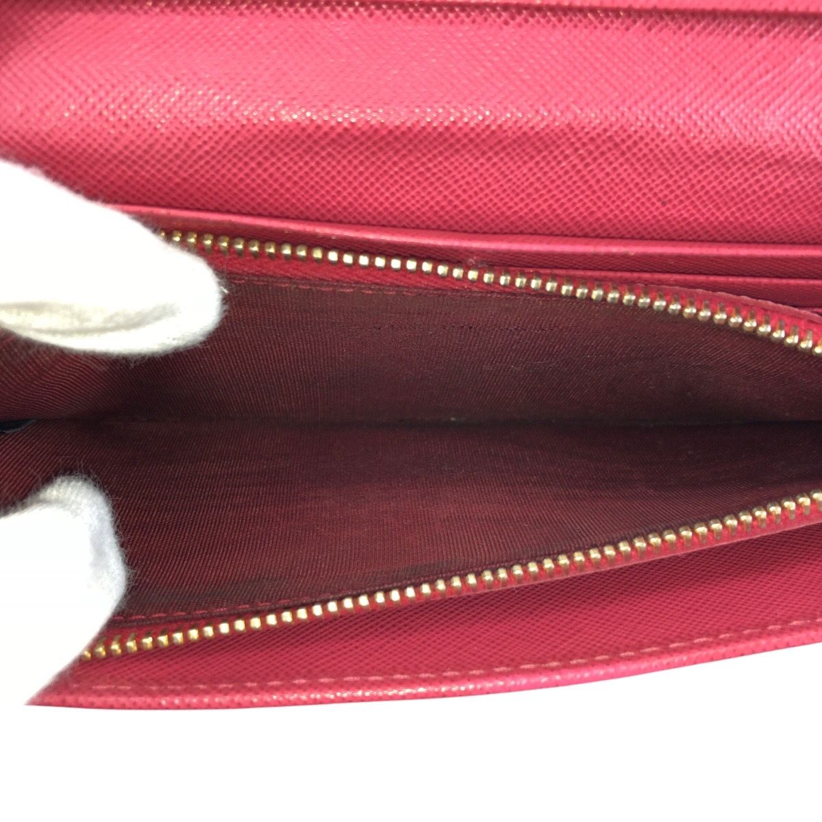 Prada Saffiano Ribbon Pink Gold Leather Wallet — view 8