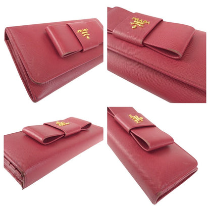 Prada Saffiano Ribbon Pink Gold Leather Wallet — view 6
