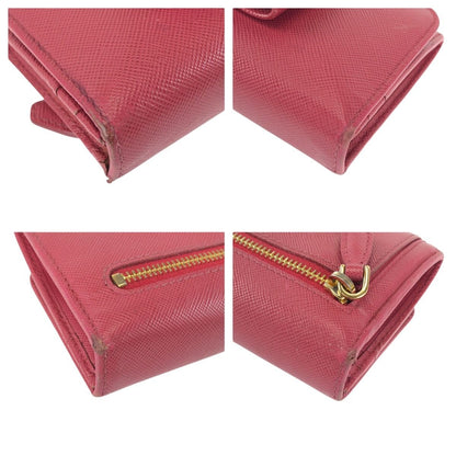 Prada Saffiano Ribbon Pink Gold Leather Wallet — view 4