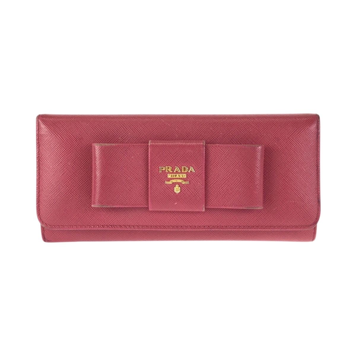 Prada Saffiano Ribbon Pink Gold Leather Wallet