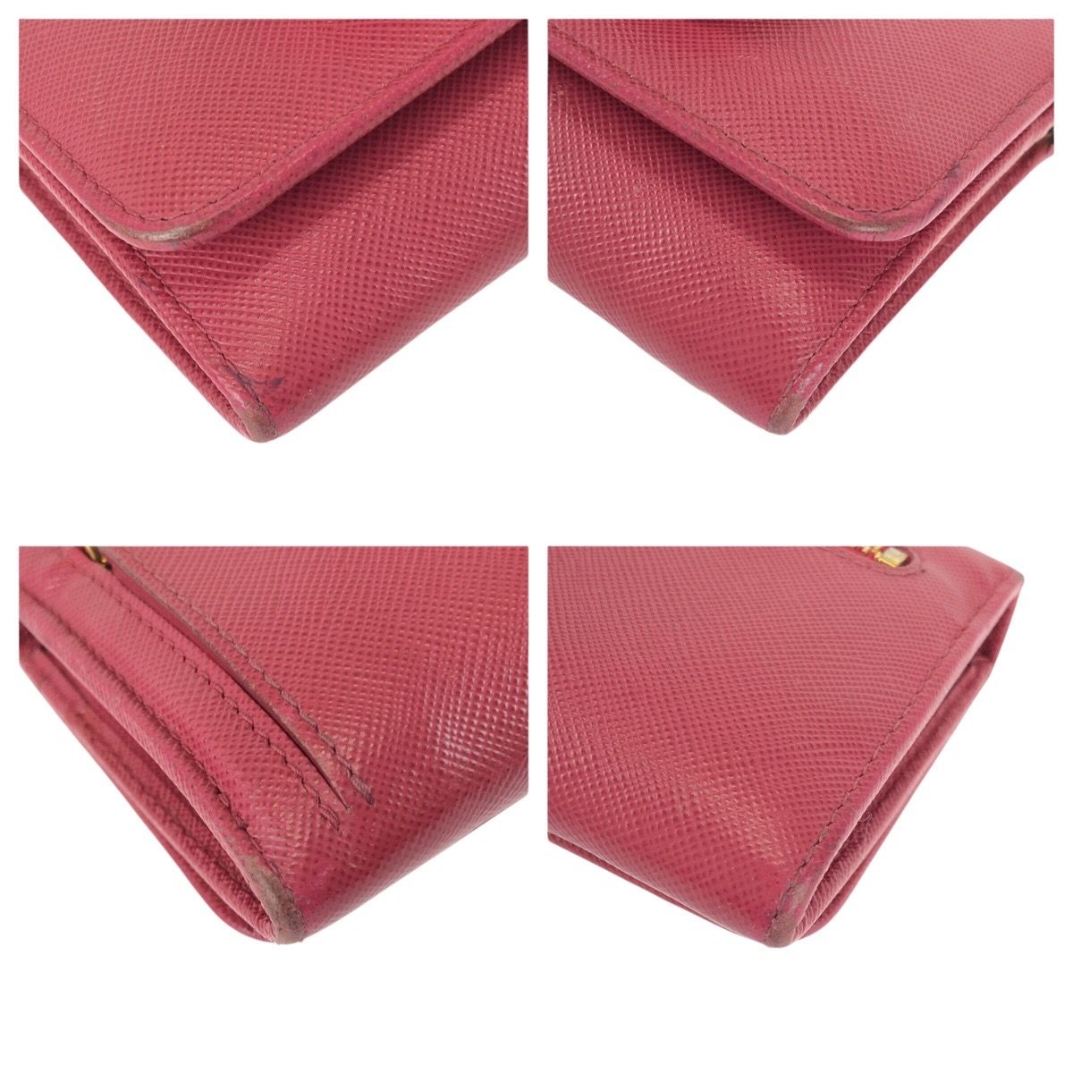 Prada Saffiano Ribbon Pink Gold Leather Wallet — view 3