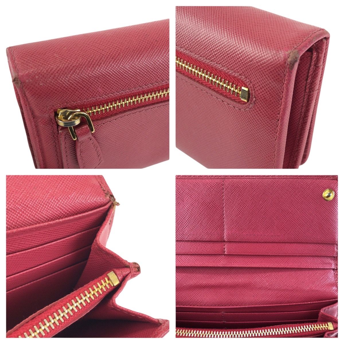 Prada Saffiano Ribbon Pink Gold Leather Wallet — view 7