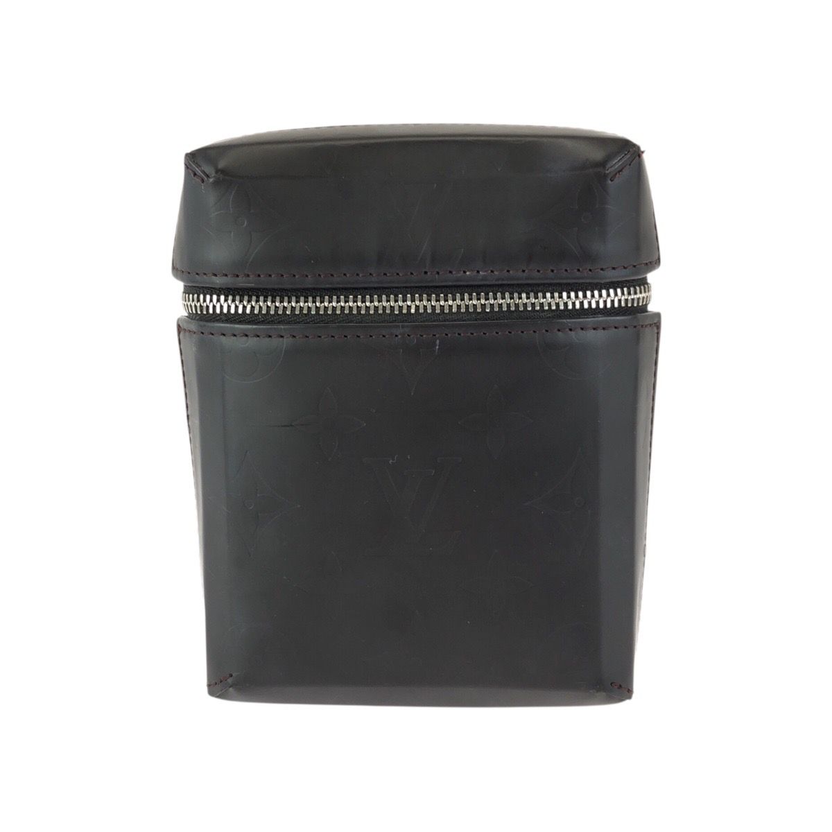 Louis Vuitton Monogram Glace Ray Brown Silver Leather Pouch Case