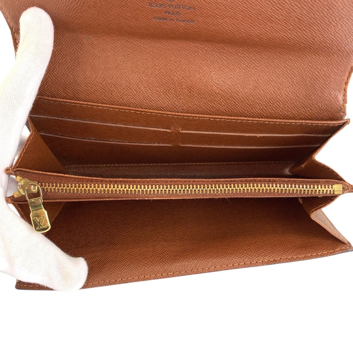 Louis Vuitton Monogram Portefeuille Sarah Brown Gold Wallet — view 4