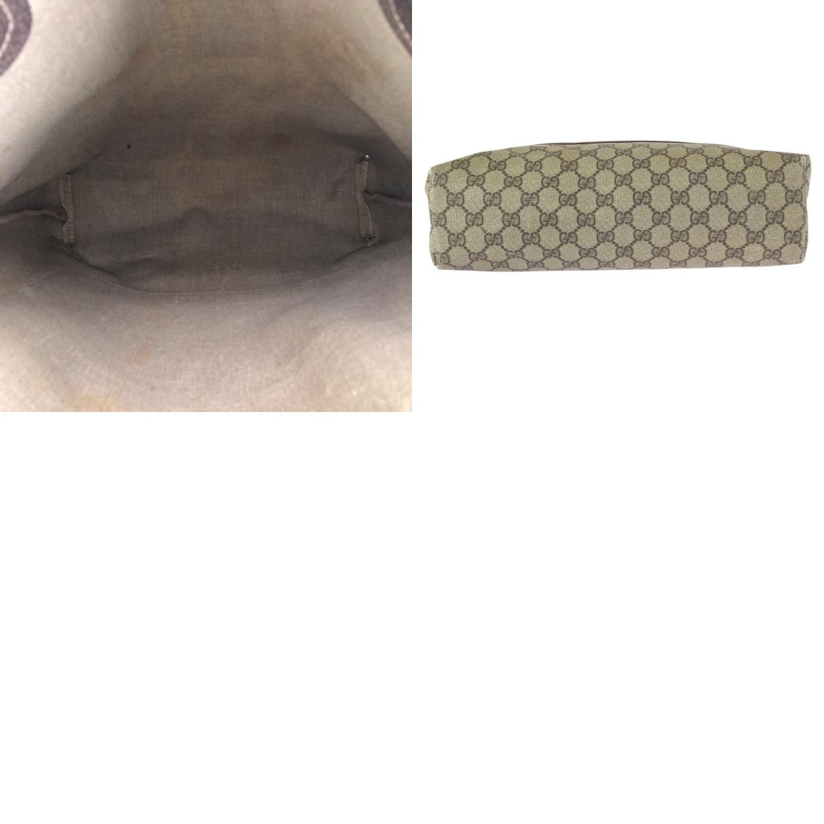 Gucci Vintage Sherry Line Beige Brown Gold GG Supreme Canvas Tote — view 9