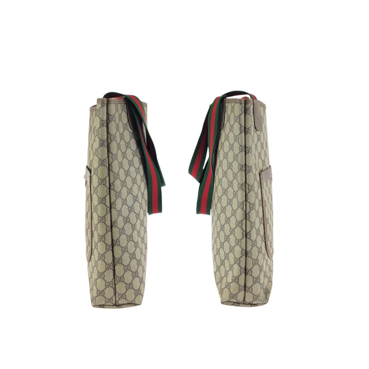Gucci Vintage Sherry Line Beige Brown Gold GG Supreme Canvas Tote — view 8