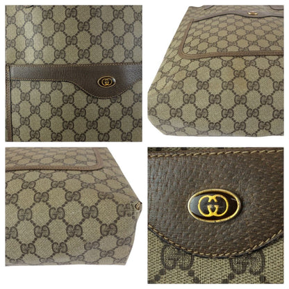 Gucci Vintage Sherry Line Beige Brown Gold GG Supreme Canvas Tote — view 5