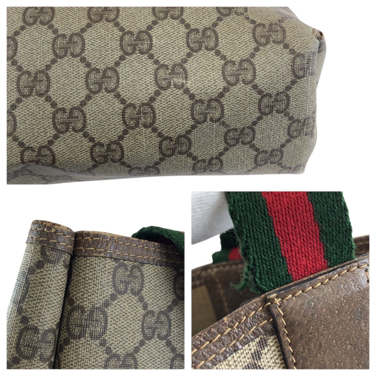 Gucci Vintage Sherry Line Beige Brown Gold GG Supreme Canvas Tote — view 6