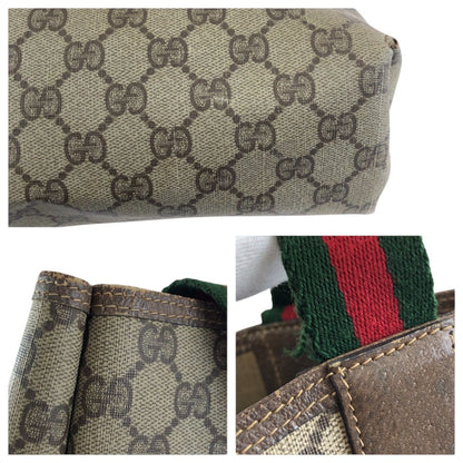 Gucci Vintage Sherry Line Beige Brown Gold GG Supreme Canvas Tote — view 6