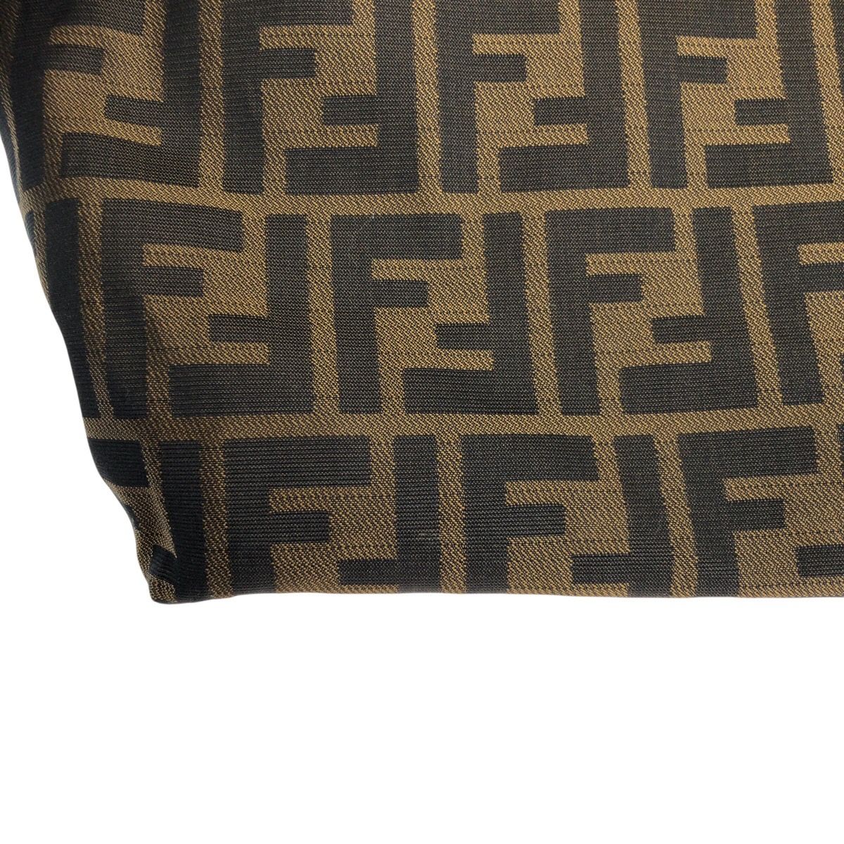 Fendi Zucca Brown Silver Nylon Leather Tote Shoulder Bag — view 6