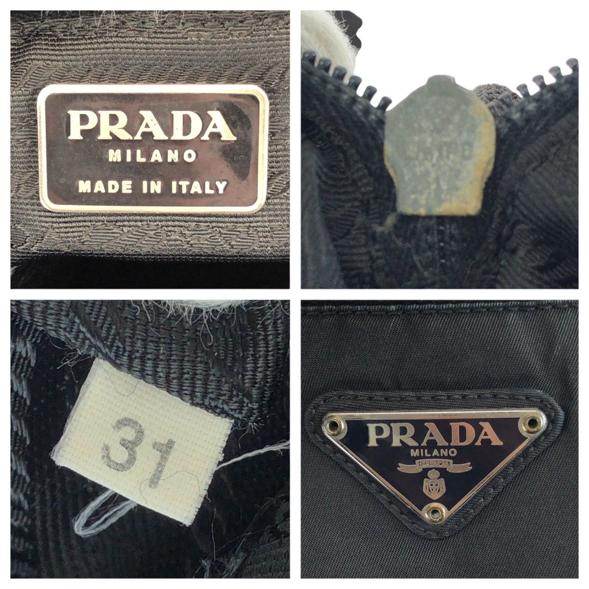 Prada Tessuto Black Silver Nylon Shoulder Bag — view 4