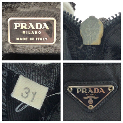 Prada Tessuto Black Silver Nylon Shoulder Bag — view 4